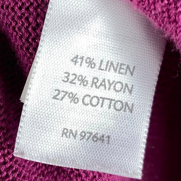 J.Jill Large 12 14 Open Cardigan Sweater Pink Magenta Linen Blend Pockets - Picture 4 of 4